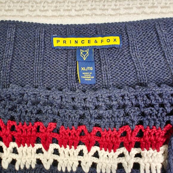 Prince & Fox Navy Red Sweater Tank Top Knit Ribbed Halter USA Look Size XL NEW - Picture 4 of 5